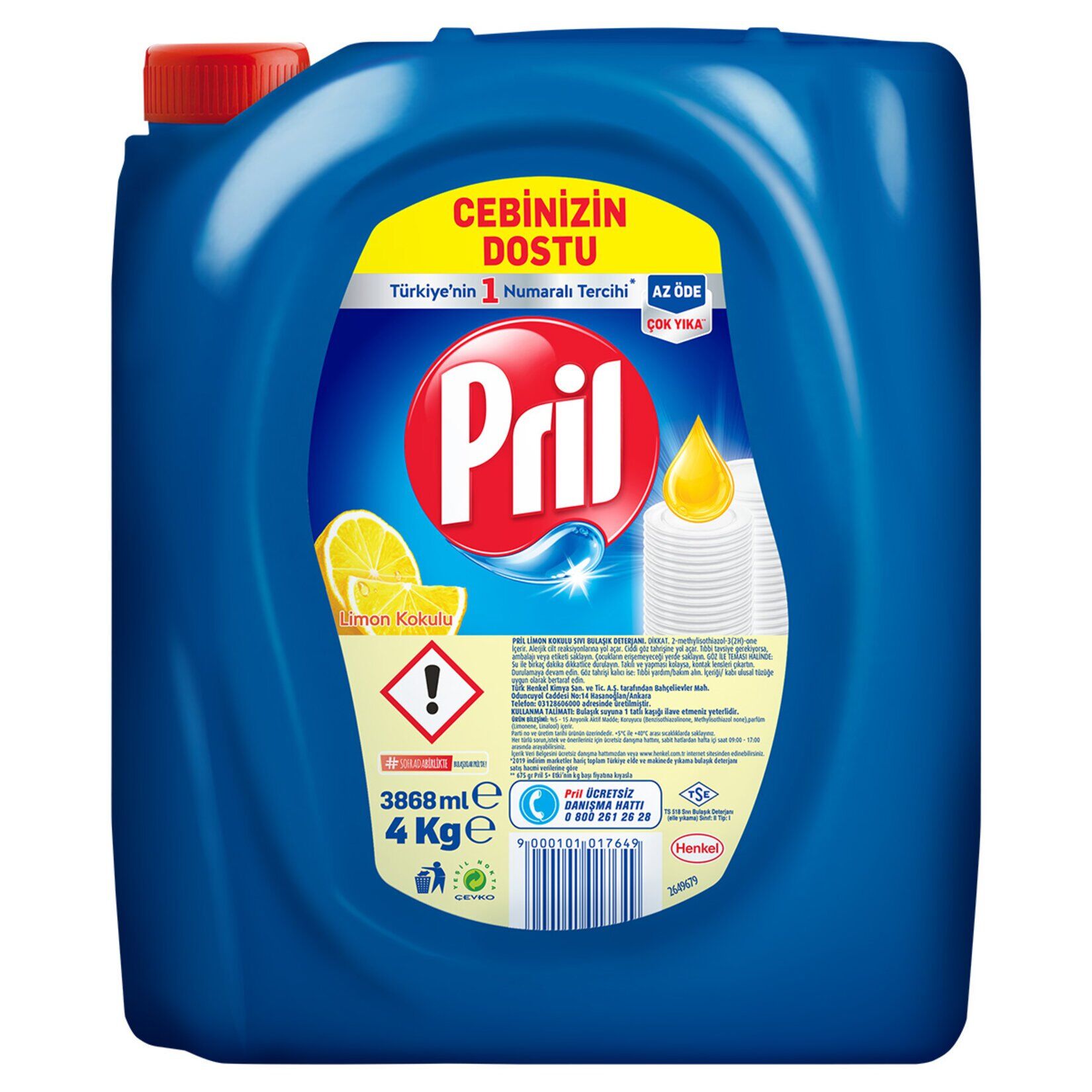 Pril - Limon Kokulu Sıvı Bulaşık Deterjanı 4 Kg.