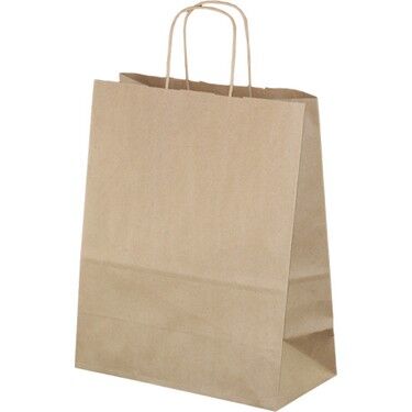 San - Kahverengi Burgu Saplı Kraft Çanta 25x12x31 25'Li - Baskısız