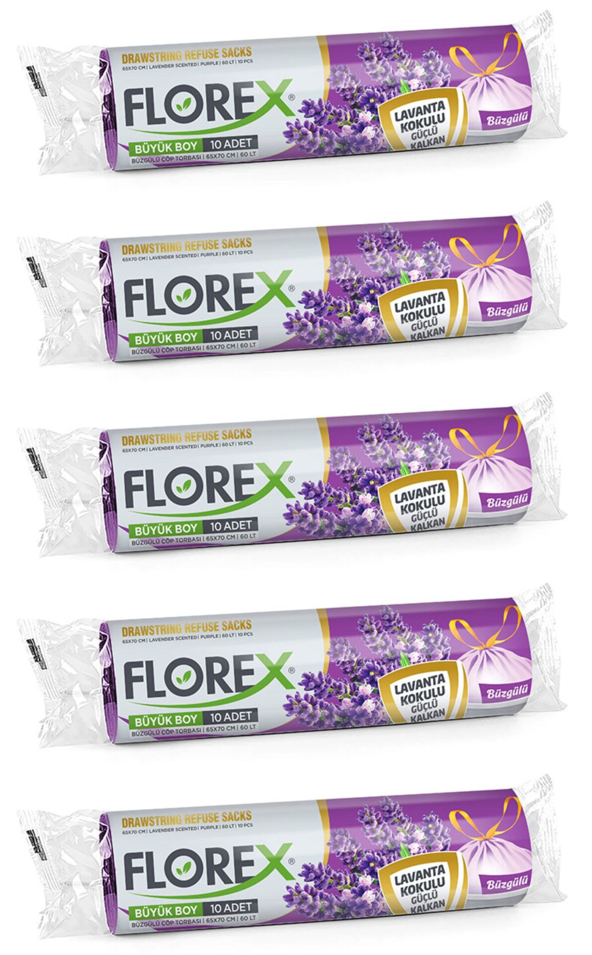 Florex - Büyük Boy Büzgülü Lavanta 65x70 5 Rulo