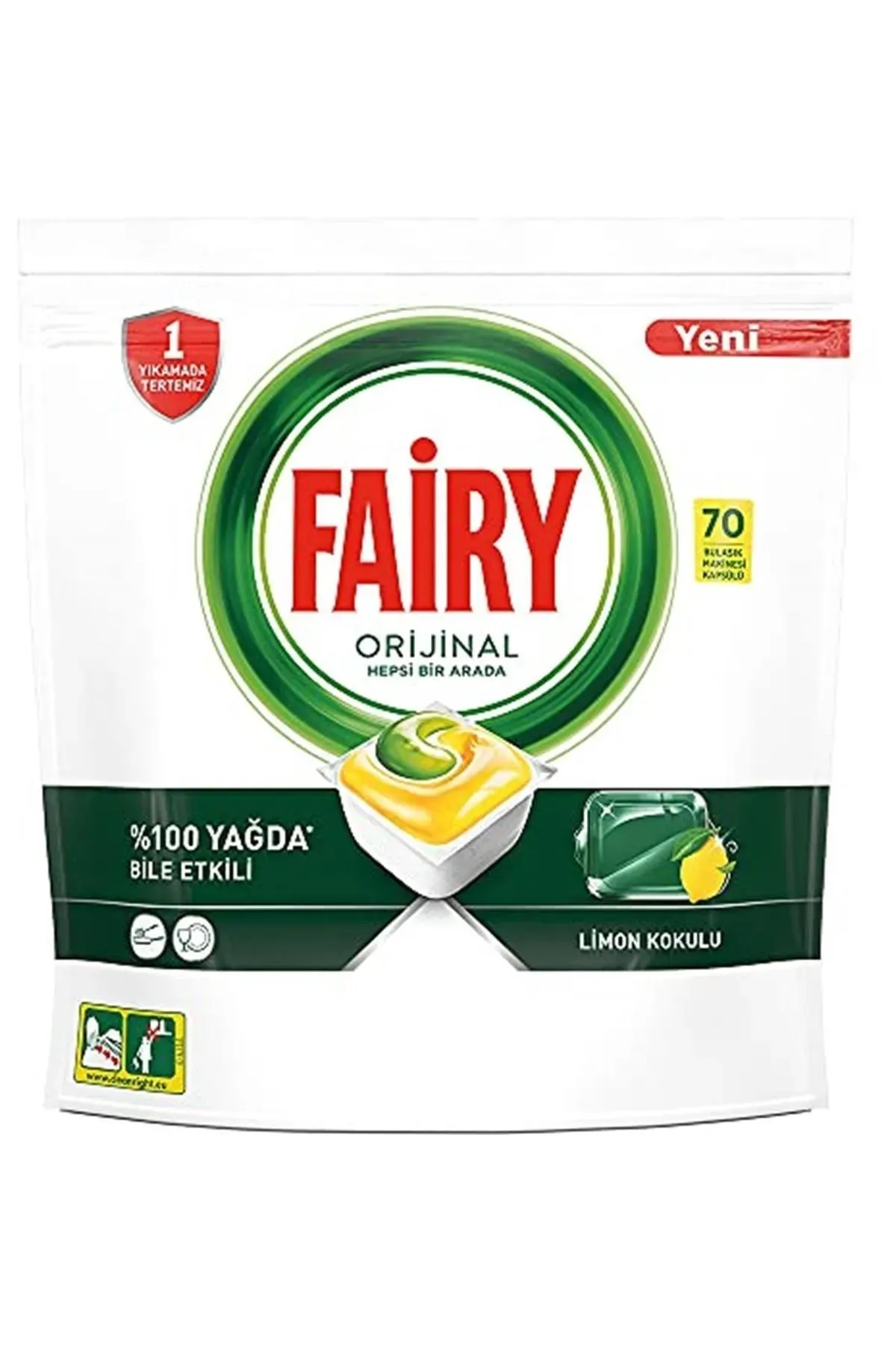 Fairy - Hepsi Bir Arada Bulaşık Makinesi Deterjanı - Limon - 70 Kapsül