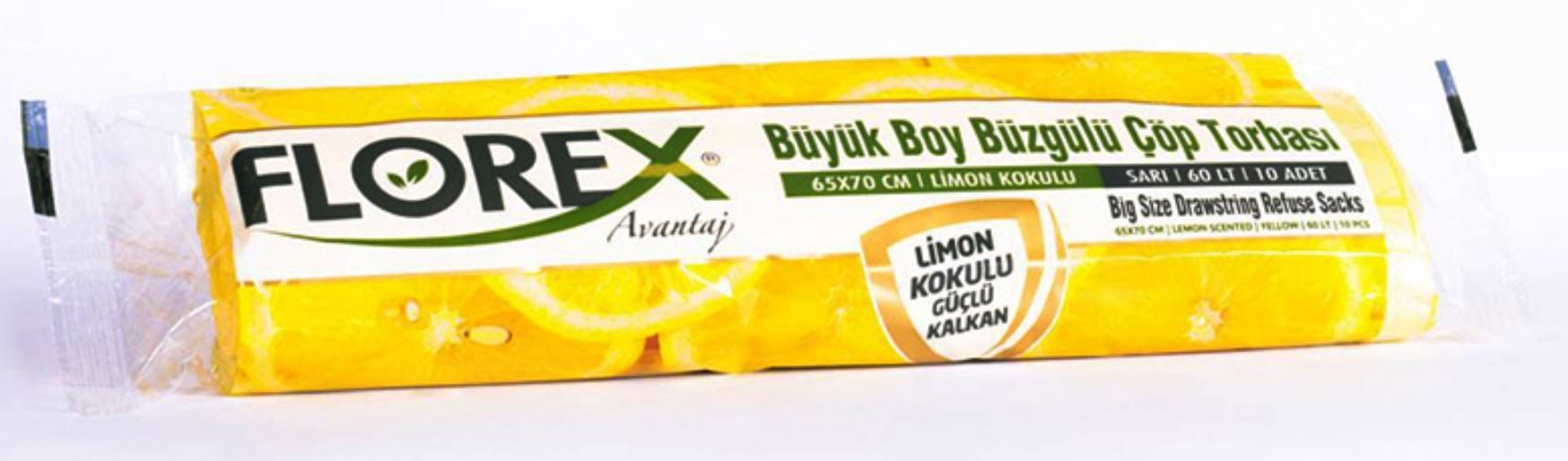 Florex - Büyük Boy Büzgülü Limon Çöp Poşeti 65x70 - 1 Rulo