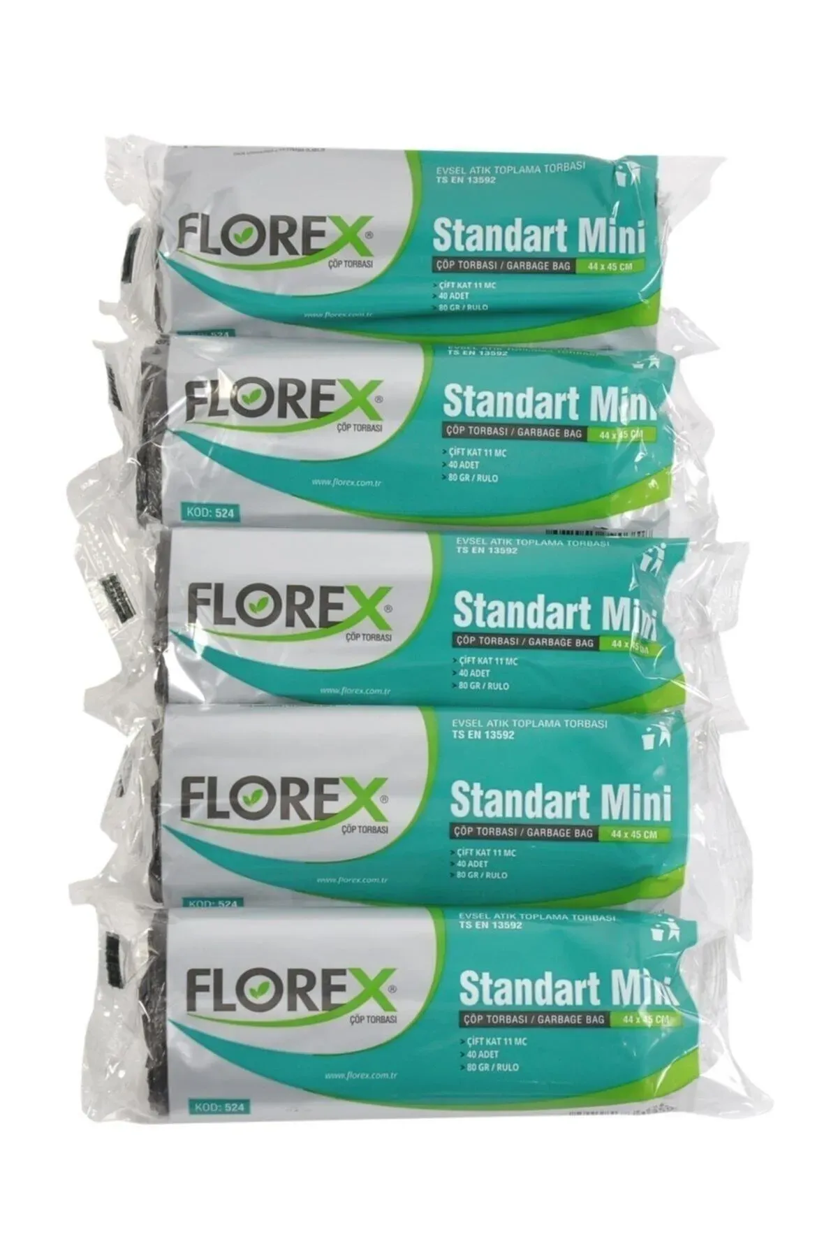 Florex - Çöp Poşeti Standart Mini Şeffaf 44x45   5 rulo