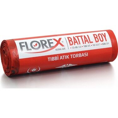 Florex - Tıbbı Atık Çöp Poşeti Kırmızı 72x95 Battal Boy  1 Rulo