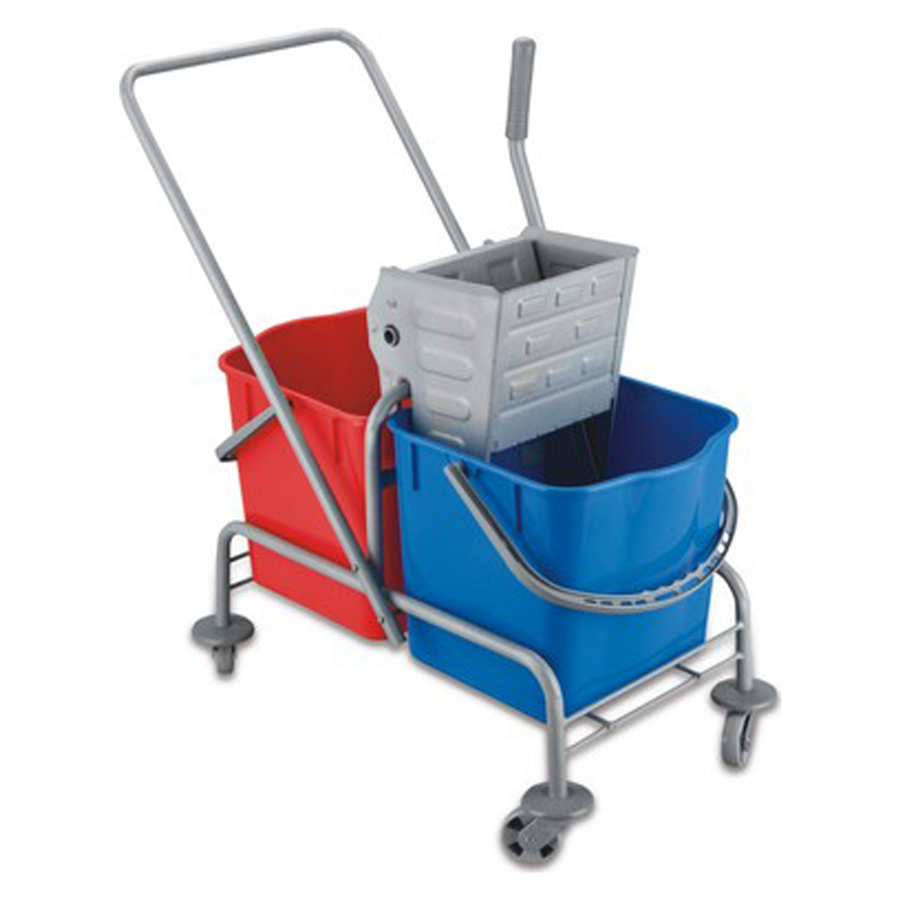 Krom - Çift Kovalı Temizlik Seti - Çelik Presli