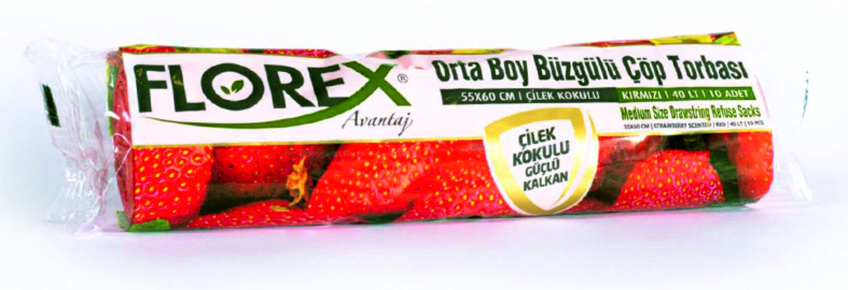 Florex - Orta Boy Büzgülü Çilek Çöp Poşeti 55x60 - 1 Rulo
