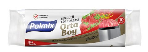 Polmix Büzgülü Çilek Kokulu Çöp Poşeti Orta Boy 1 Rulo