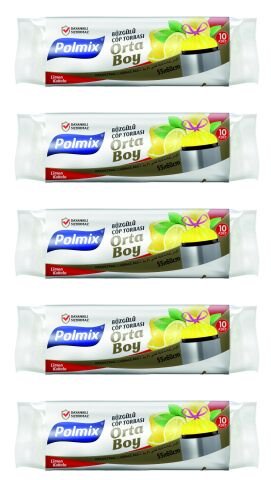 Polmix Büzgülü Limon Kokulu Çöp Poşeti Orta Boy 5 Rulo