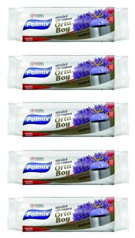Polmix Büzgülü Lavanta Kokulu Çöp Poşeti Orta Boy 5 Rulo