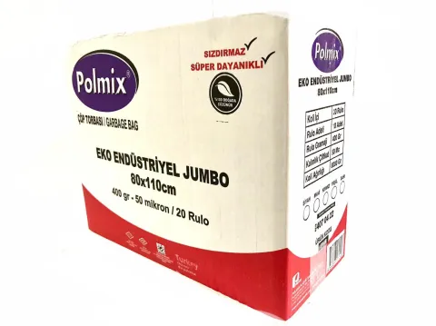 Polmix Çöp Poşeti 400gr Endüstriyel Jumbo Boy Siyah - 1 Koli - 20 Rulo
